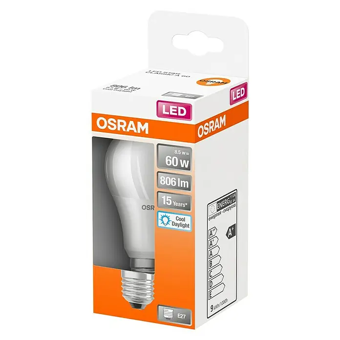 Osram Star Ledlamp Retro Classic A 60 - E27, 8,5 W, 806 lm - Diagonaal zicht