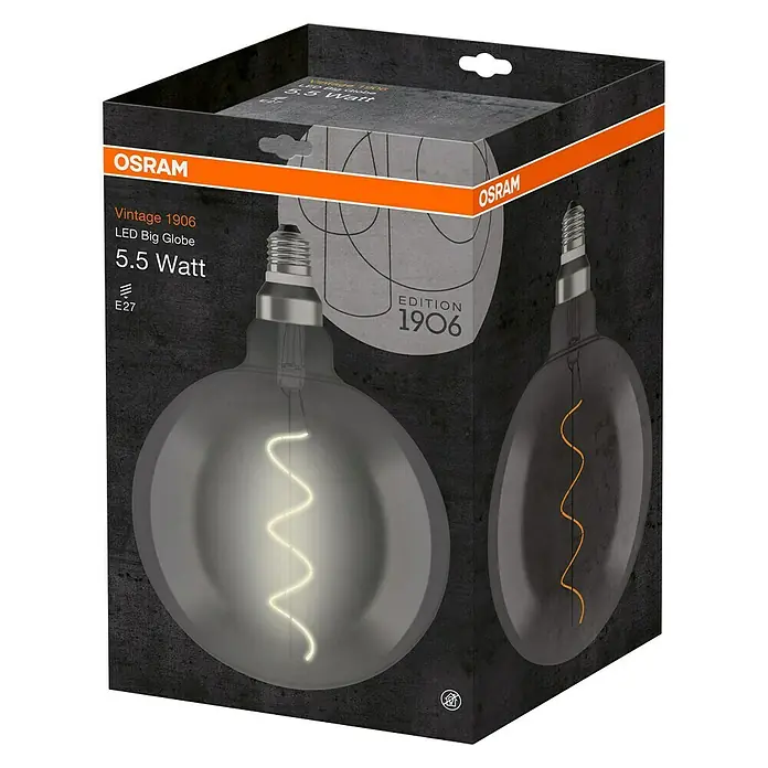 Osram Vintage 1906 LED-Leuchtmittel Big Globe - E27, 4 W, G200, Klar/Schwarz, Nicht Dimmbar - Diagonale Ansicht