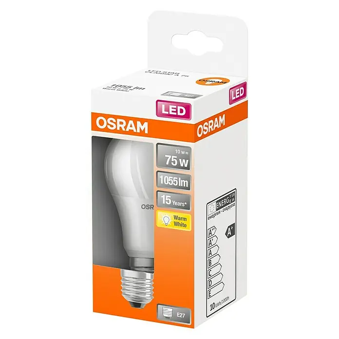 Osram Star Ledlamp Classic A 75 - E27, 10 W, A60, 1.055 lm - Diagonaal zicht