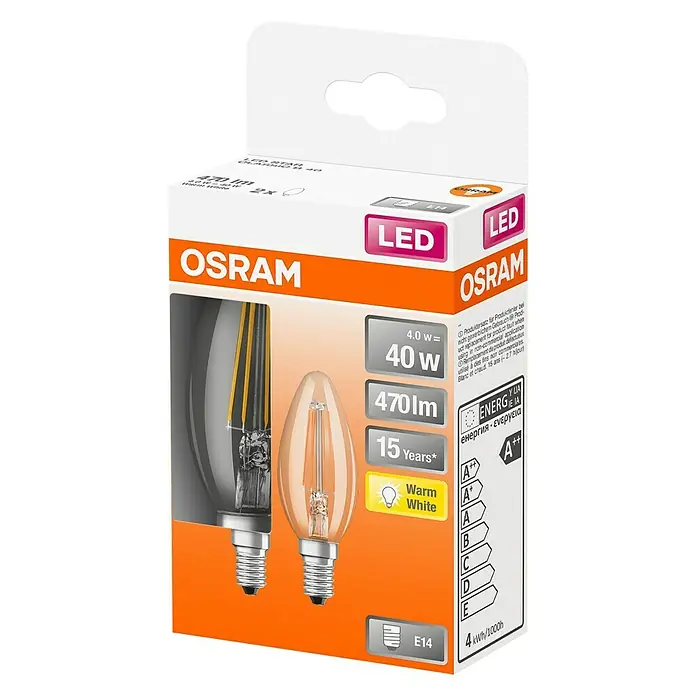 Osram Star LED žarulja - E14, 4 W, B35, 470 lm, 2 kom - Dijagonalni pogled