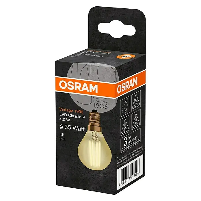 Osram Vintage 1906 LED-Leuchtmittel Classic P - E14, 4 W, P45, 220 lm - Diagonale Ansicht