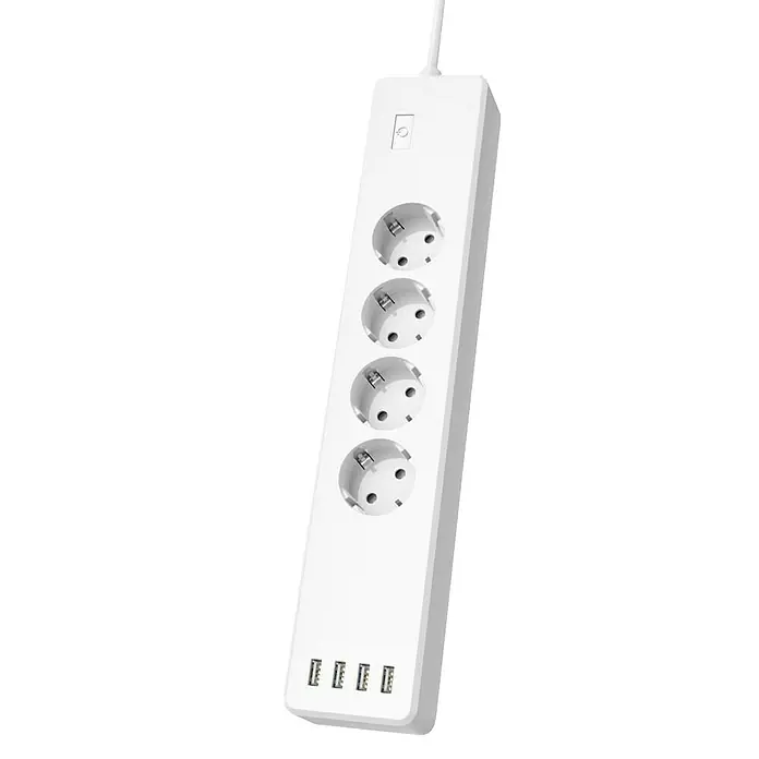 Hama Smart-Steckdosenleiste - Innen, 4-fach, Weiß, 2.300 W, 4 x USB - Diagonale Ansicht