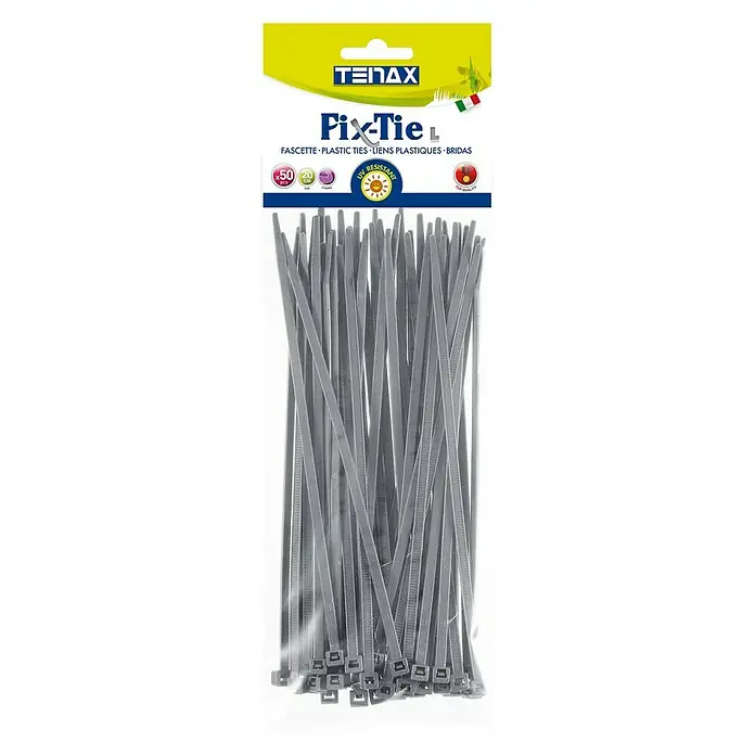 Set de bridas para cables - Largo: 20 cm, 50 ud., Gris - Vista descendente