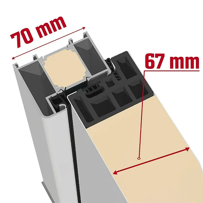 Splendoor Haustür Thermodoor PLUS SP70W - 110 x 210 cm, DIN Anschlag: Links, Weiß - Skizze