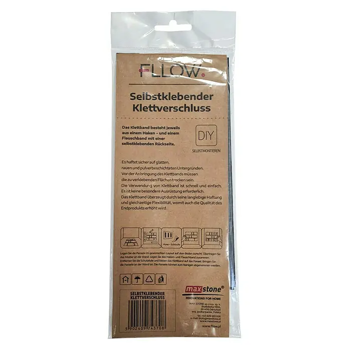 Fllow Klettband - Schwarz, 6 Stk. - Rückansicht