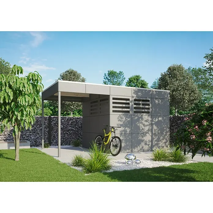 Skan Holz CrossCube Gartenhaus Brisbane 3 - B x T: 253 x 253 cm, Holz, 6,4 m², Wandstärke: 10 mm - Stimmungsaufnahme