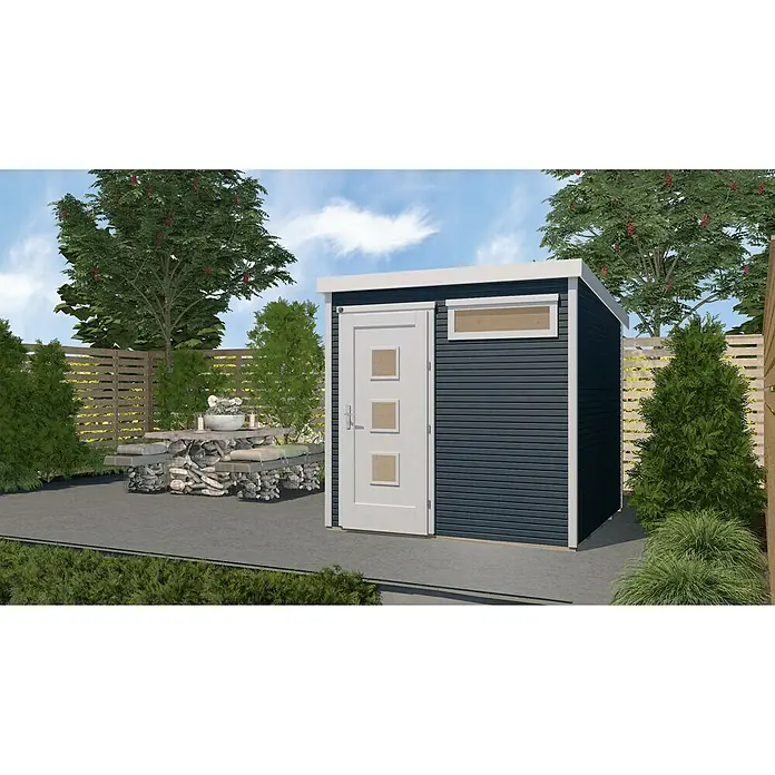 Weka wekaLine Gartenhaus 171 - B x T: 248 x 253 cm, Holz, 5,66 m², Wandstärke: 28 mm, Anthrazit - Stimmungsaufnahme