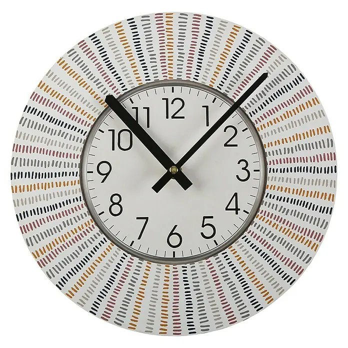 Reloj de pared redondo Corduroy - Multicolor, Diámetro: 29 cm - Vista frontal