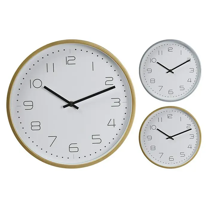 Reloj de pared redondo 2 colores oro y plata - Blanco, Diámetro: 30 cm - Vista frontal