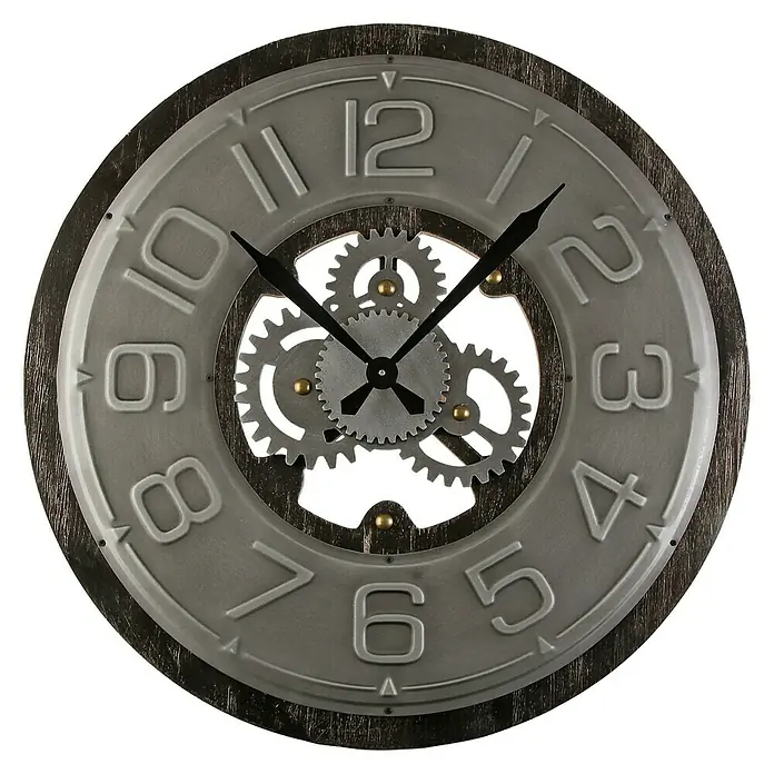 Reloj de pared redondo Metal - Gris, Diámetro: 58 cm - Vista frontal