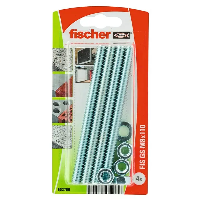 Fischer Varilla roscada FIS GS - Rosca: M8, Largo: 100 mm, Acero - Vista superior
