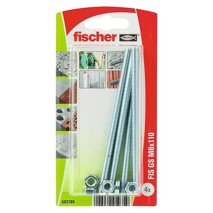 Fischer Varilla roscada FIS GS - Rosca: M6, Largo: 100 mm, Acero - Vista superior
