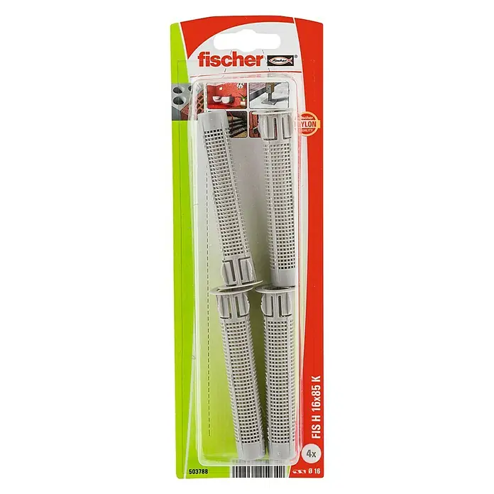 Fischer Taco perforado FIS HK - Longitud taco: 85 mm, Diámetro taco: 16 mm, 4 uds. - Vista superior