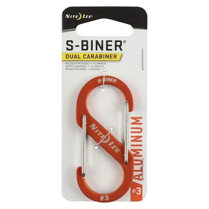 Nite Ize Mosquetón doble S-Biner - 69 x 31 mm, Metal, Naranja - Vista frontal