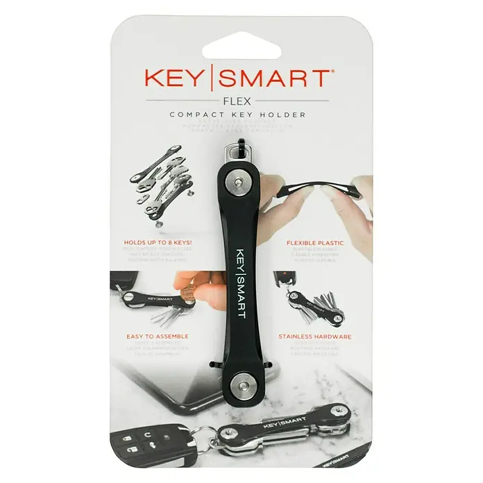 Nite Ize Llavero Key Smart Flex - Largo: 9,7 cm, Negro, Plástico, 8 Llaves - Vista frontal