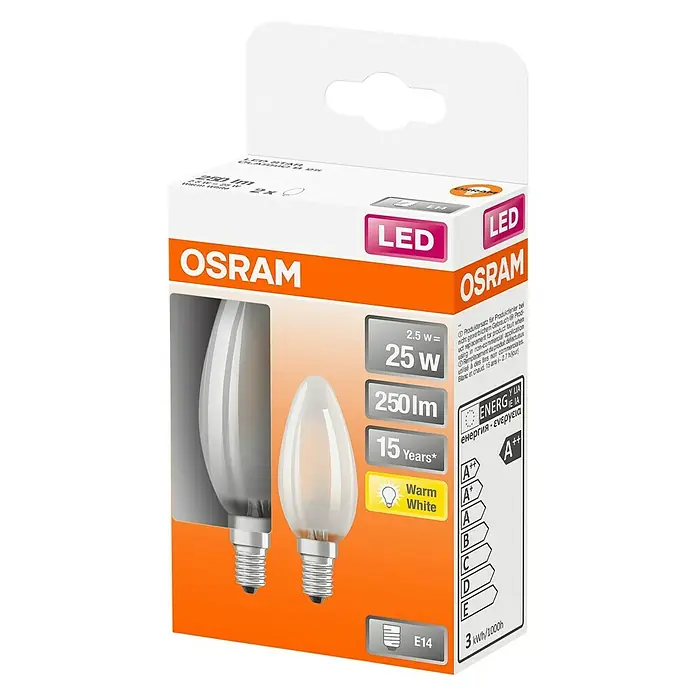 Osram Star LED žarulja - E14, 2,5 W, B35, 250 lm, 2 kom - Dijagonalni pogled