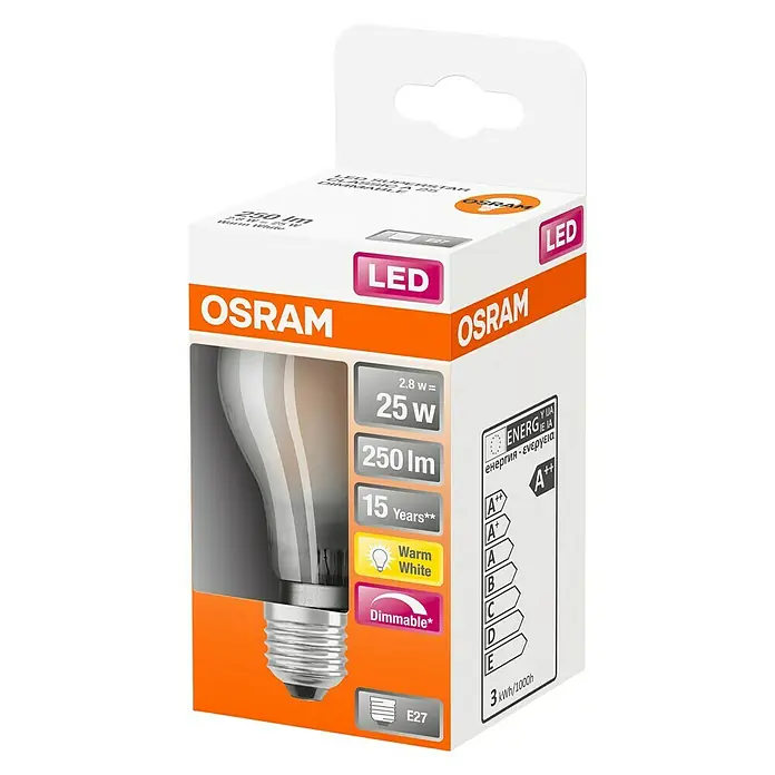 Osram Retrofit LED žarulja - E27, 2,8 W, A60, 250 lm - Dijagonalni pogled