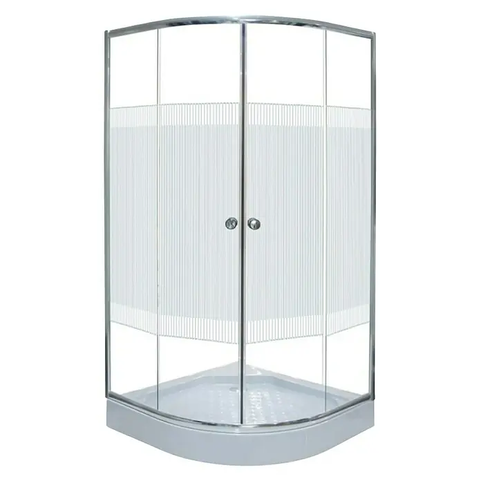 Polukružna tuš kabina Palma - D x Š x V: 80 x 80 x 180 cm, Debljina: 4 mm, Srebrne boje - Pogled sprijeda