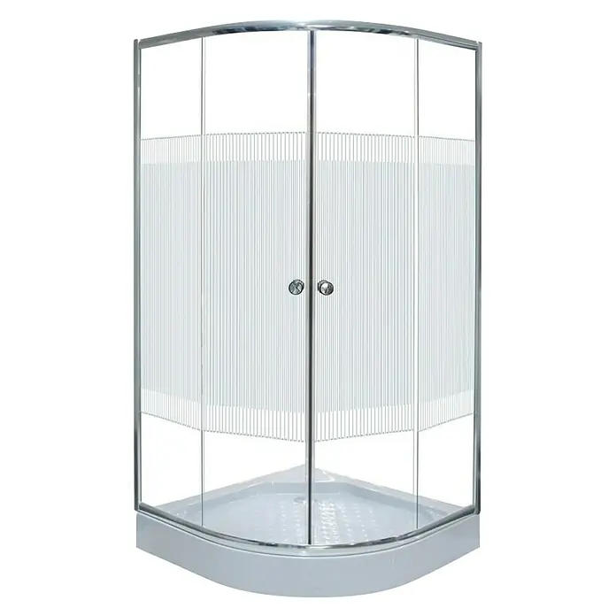 Polukružna tuš kabina Palma - D x Š x V: 90 x 90 x 180 cm, Debljina: 4 mm, Srebrne boje - Pogled sprijeda