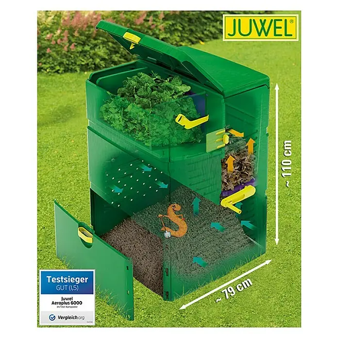 Juwel Aeroplus Komposter 6000 - Zapremnina: 600 l, D x Š x V: 79 x 79 x 110 cm - Pogled sprijeda