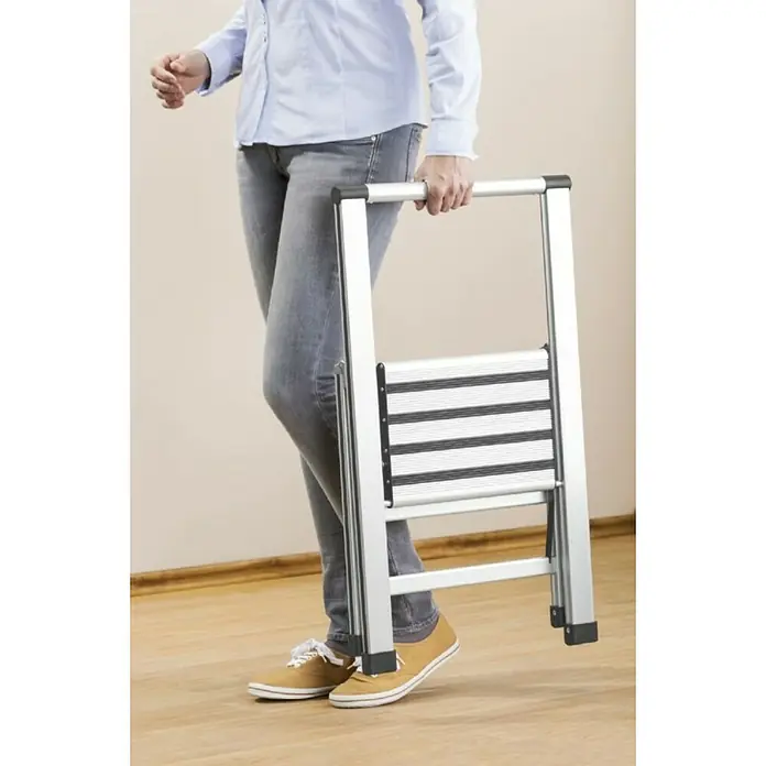 Wenko Preklopne ljestve Design - 2 stepenice, Aluminij, Srebrne boje - Proizvod u upotrebi