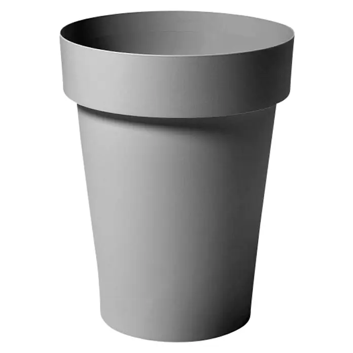 Visoka okrugla posuda za biljke Melrose - Vanjska dimenzija (ø x V): 40 x 50 cm, Plastika, Sive boje - Pogled sprijeda