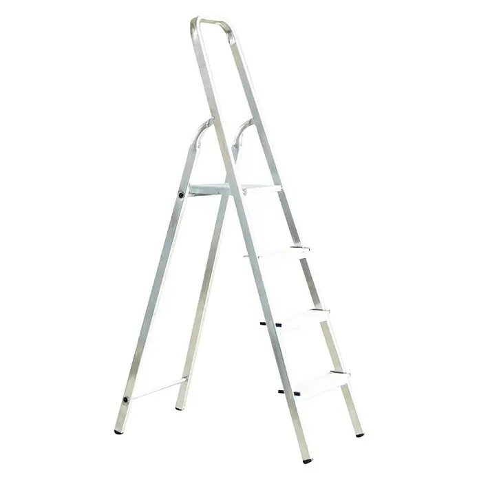 Alpos Alu Preklopne ljestve - 4 stepenice, Radna visina: 2,66 m, Aluminij - Dijagonalni pogled
