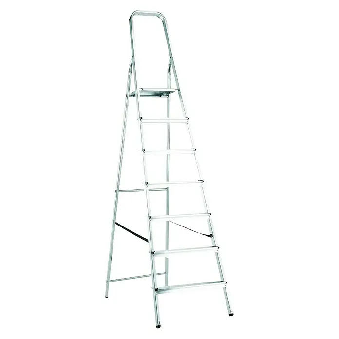 Alpos Alu Preklopne ljestve - 7 stepenica, Radna visina: 3,32 m, Aluminij - Dijagonalni pogled