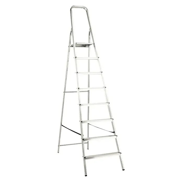 Alpos Alu Preklopne ljestve - 8 stepenica, Radna visina: 3,55 m, Aluminij - Dijagonalni pogled