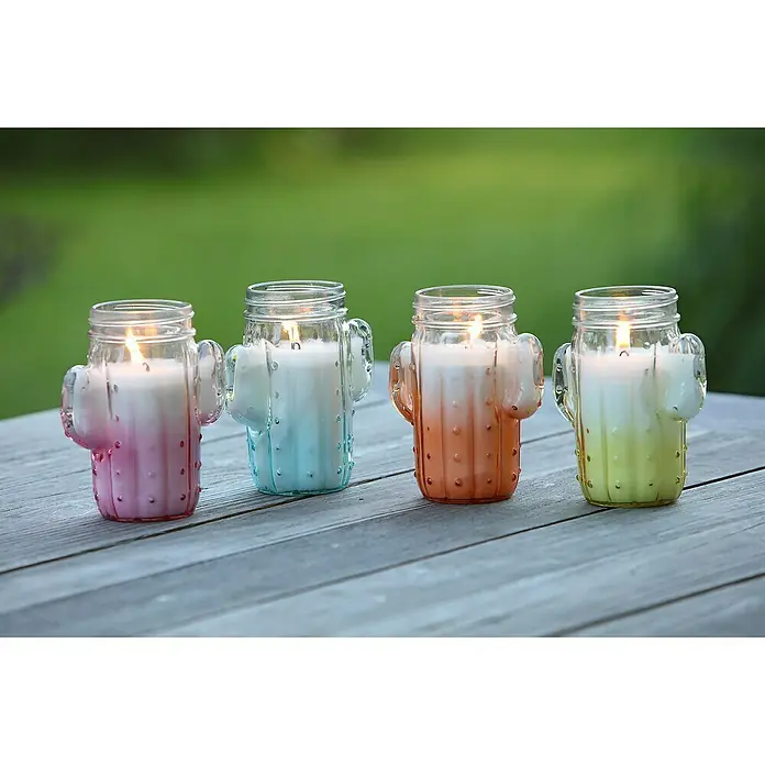 Vaso con vela Cactus - Diámetro: 12 cm, Multicolor - Foto ambiente