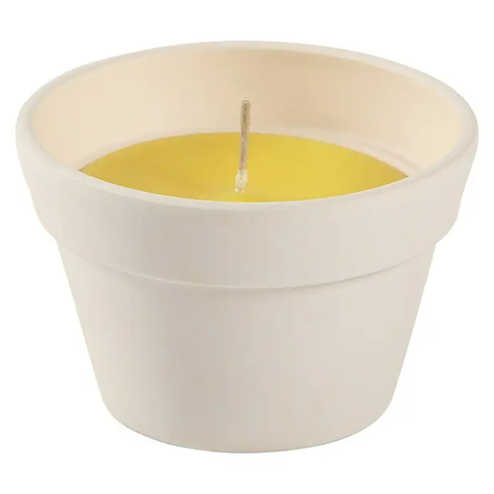 Vela de citronela - 1 ud., Diámetro: 11 cm, Blanco, Amarillo - Vista frontal