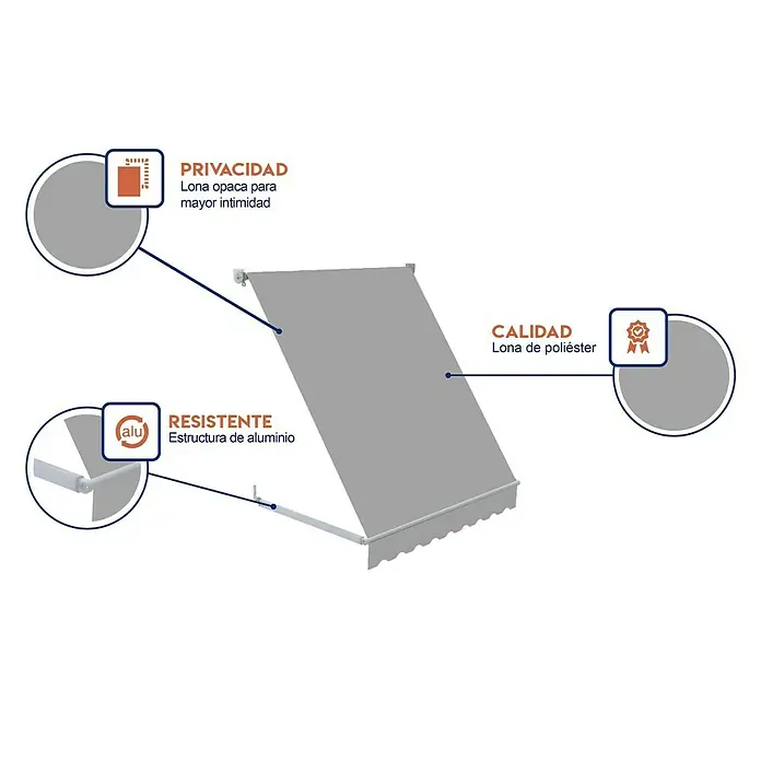 SmartSun Toldo ventana Essential - Gris, Ancho: 1,2 m, Caída: 1,2 m