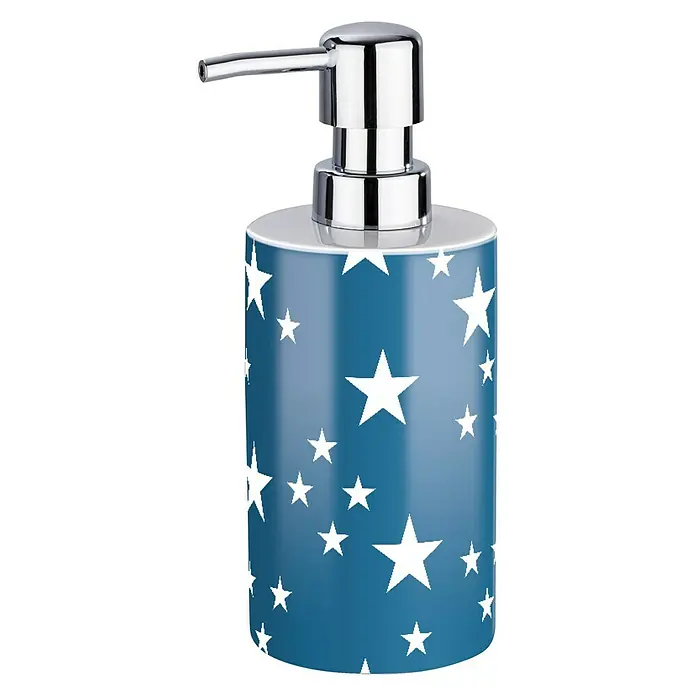 Wenko Stella Dispensador de jabón - Cerámica, Azul/Blanco - Vista angular