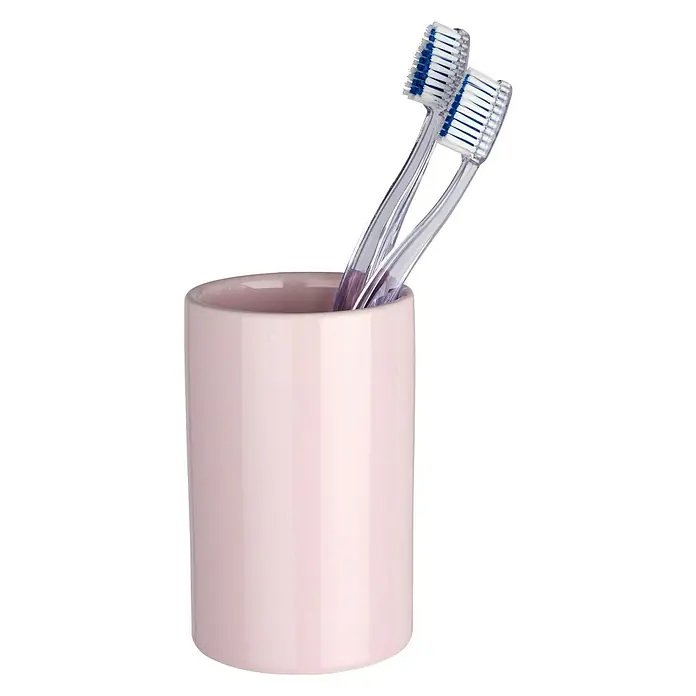 Wenko Polaris Vaso de encimera - Cerámica, Rosa - Producto en uso