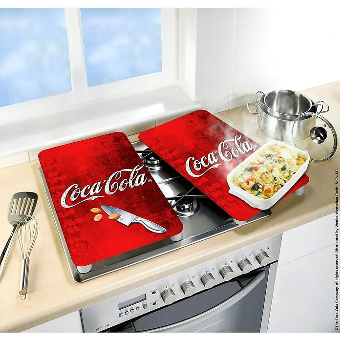 Wenko Placa de protección de vidrio Coca-Cola Classic - L x An: 52 x 30 cm, Rojo - Foto ambiente