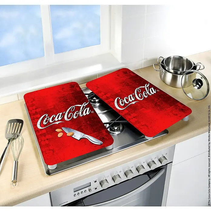 Wenko Placa de protección de vidrio Coca-Cola Classic - L x An: 52 x 30 cm, Rojo - Foto ambiente