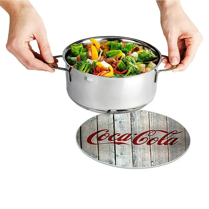 Wenko Salvamantel Coca-Cola Wood - Gris, Vidrio - Primer plano