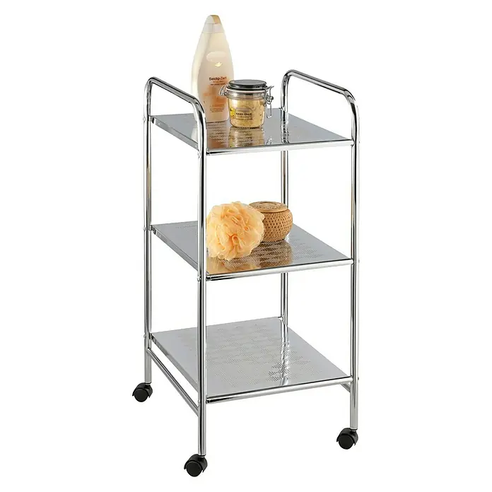 Wenko Carrito con ruedas Salamanca - L x An x Al: 32 x 36,5 x 71 cm, Metal, Cromo - Vista angular