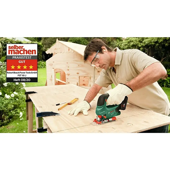 Bosch 18 V Power for All Sierra de calar de batería PST18Li 18V-Li - 18 V, Iones de litio, Sin batería, Número de carreras marcha en vacío: 0 - 2.400 carreras/min - Producto en uso