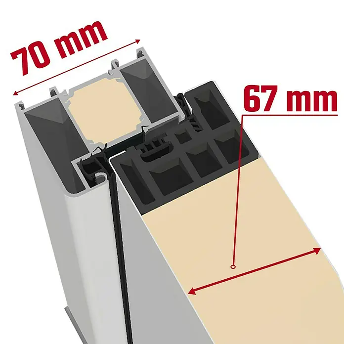Splendoor Haustür Thermodoor PLUS SP70W - 110 x 210 cm, DIN Anschlag: Rechts, Weiß - Skizze