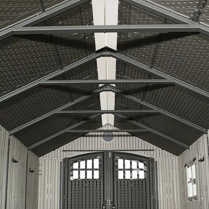 Lifetime Gerätehaus Chateau - 244 cm, 533 cm, Kunststoff, Lichtgrau - Detailaufnahme