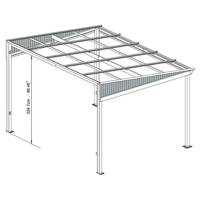 Sojag Terrassenüberdachung St. Barth 10x12 - L x T: 296 x 296 cm, Grau - Skizze
