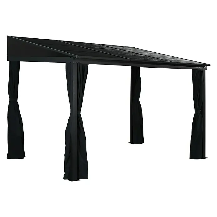 Sojag Terrassenüberdachung Portland 10x14 - L x B x H: 288 x 426 x 240 cm, Anthrazit - Diagonale Ansicht