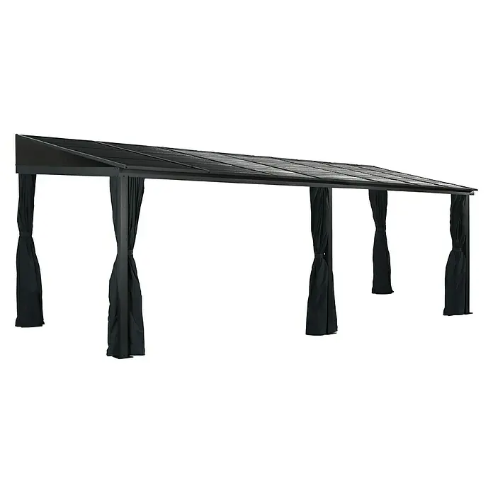 Sojag Terrassenüberdachung Portland 10x16 - L x B x H: 288 x 488 x 240 cm, Anthrazit - Diagonale Ansicht