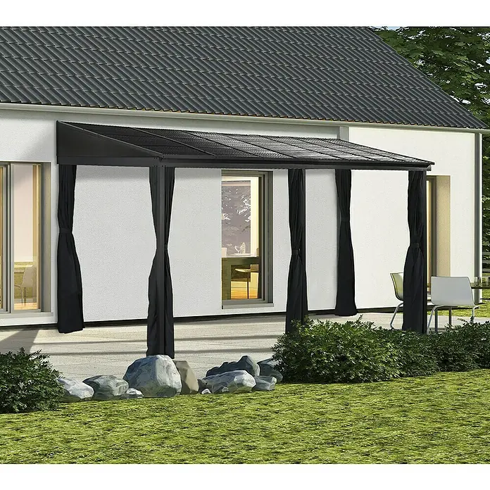 Sojag Terrassenüberdachung Portland 10x16 - L x B x H: 288 x 488 x 240 cm, Anthrazit - Stimmungsaufnahme