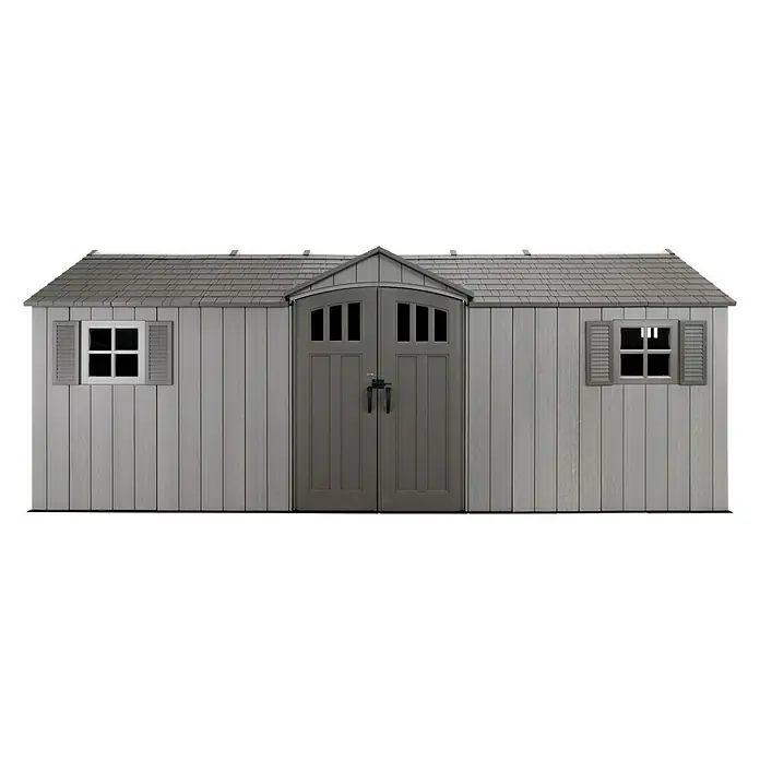 Lifetime Gerätehaus Neptun - 243 cm, 610 cm, Kunststoff, Dunkelgrau - Vorderansicht