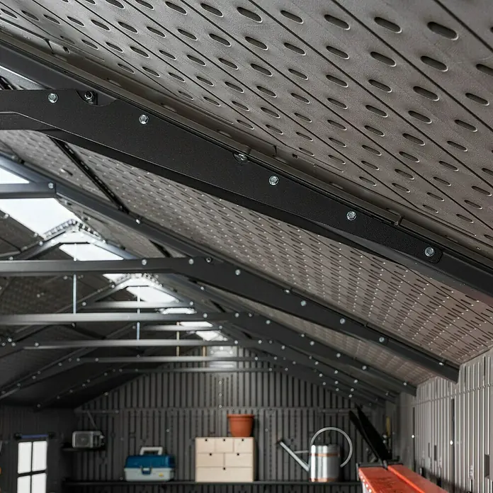 Lifetime Gerätehaus Neptun - 243 cm, 610 cm, Kunststoff, Dunkelgrau - Detailaufnahme