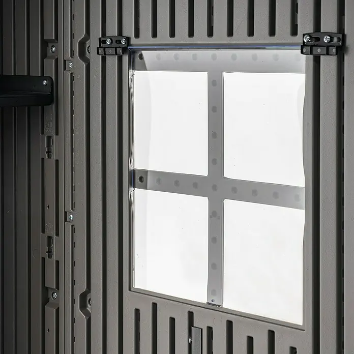 Lifetime Gerätehaus Neptun - 243 cm, 610 cm, Kunststoff, Dunkelgrau - Detailaufnahme