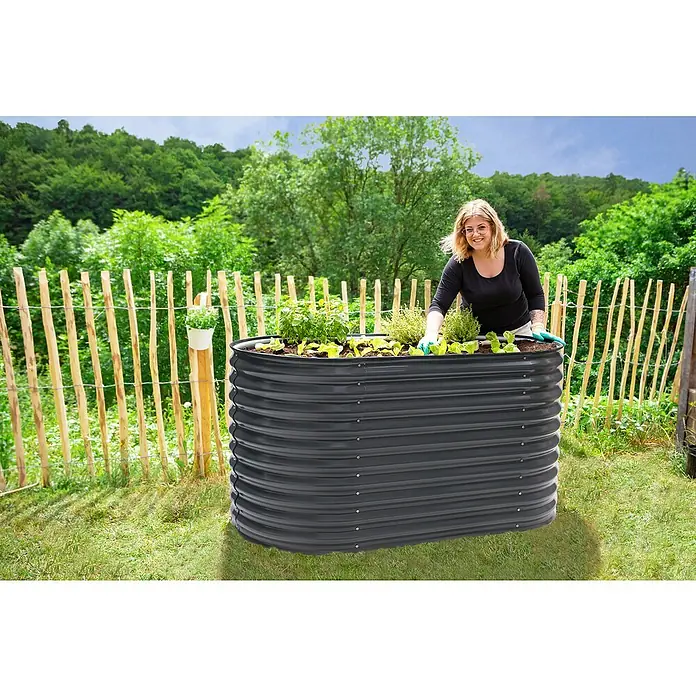 Westmann Hochbeet - 160 x 80 x 82 cm, Stahl, Anthrazit - Anwendungsbeispiel