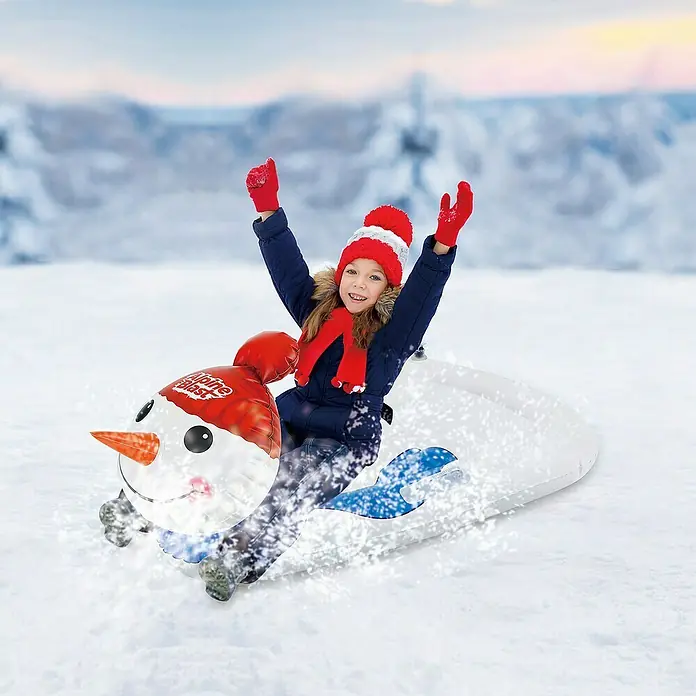 Alpine Blast Kunststoffschlitten Schneemann - 150 x 84 cm, Weiß - Anwendungsbeispiel
